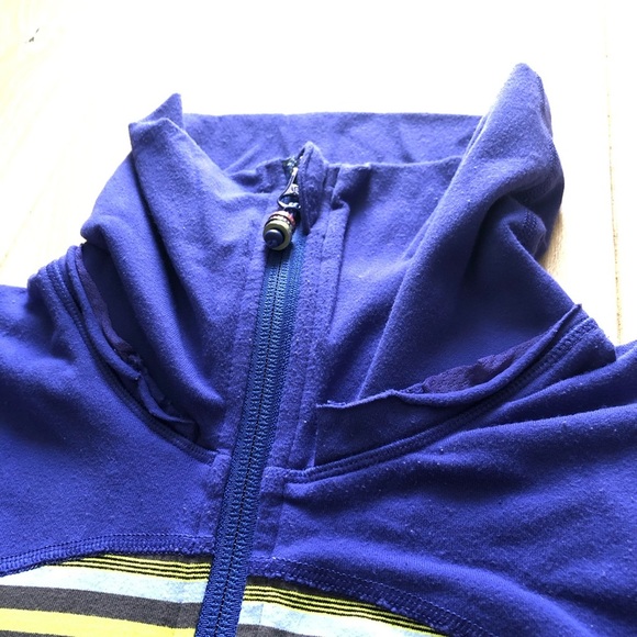 Lululemon Zip Up Striped Logo Jacket in Blue Size 8 - Picture 13 of 14